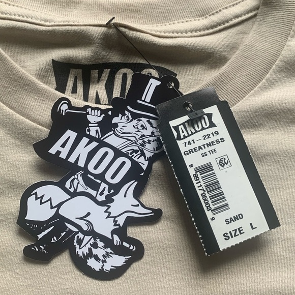 AKOO Men’s Graphic T-Shirt Short Sleeve Tee Day One Tan Size Large New - Picture 6 of 7